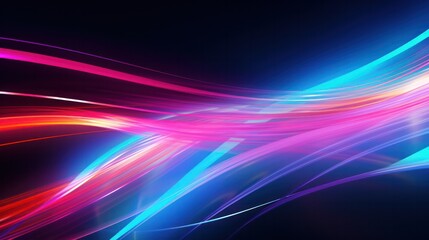 Fototapeta na wymiar transparent neon lines motion blur dynamic illustration. Information flow, data visualization, tech industry.