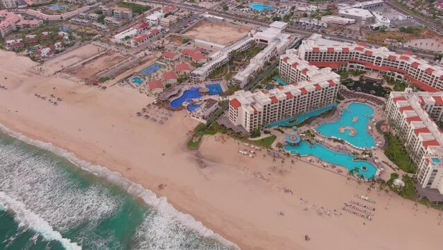 San Jose del Cabo, Mexico: Aerial view of resort city on southern tip of Baja California peninsula, famous Costa Azul Beach - landscape panorama of North America from above