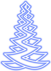 Neon Christmas tree illustration for darker backgrounds. PNG with transparent background.