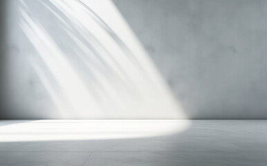 Beautiful original background image of an empty space in gray tones with a play of light and shadow on the wall and floor for design or creative work.