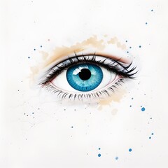 Simple drawing of eye. AI generated illustration