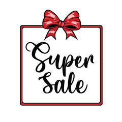 Vector Shopping and Advertising Design.Black friday, New Year or Christmas Banner creative design. Red ribbon bow on a red frame. Black friday big sale background.
