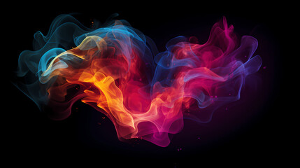 Obraz premium Heart Shaped Colorful Powder Background. Abstract freeze motion dust cloud. Particles explosion screen saver, wallpaper with smoke. Love romantic concept for Valentines day.
