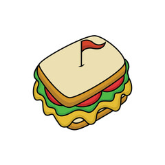 Vegetable sandwich cartoon vector illustration