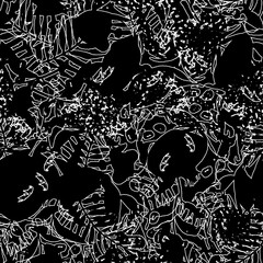 Watercolor, vintage seamless pattern - fruit ripe pomegranate. Vintage drawing of fruits, stones, tropical flowers, plants and leaves. Fashionable pattern of red color. Art background. Tropical leaves