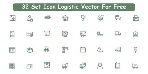 Logistics icon set. Containing distribution, shipping, transportation, delivery, cargo, freight, route planning, supply chain, export and import icons. Solid icon collection.