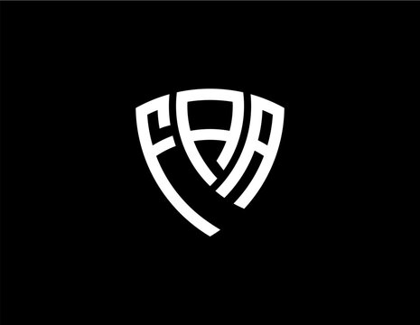 FAA creative letter shield logo design vector icon illustration