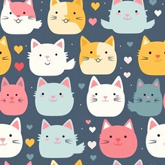 Cute Cat Seamless Pattern