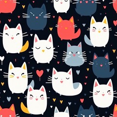 Cute Cat Seamless Pattern