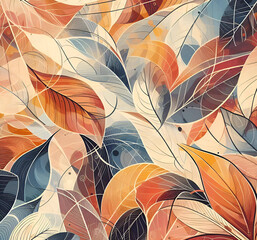 Colorful autumn leaves, abstract illustration background, pattern, wrapping paper, wallpaper, Texture
- 677151452