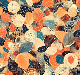 Colorful autumn leaves, abstract illustration background, pattern, wrapping paper, wallpaper, Texture
- 677151467