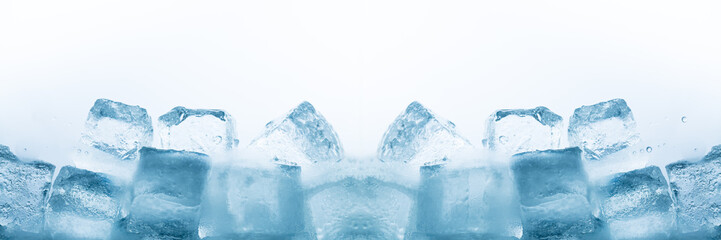 ice cubes isolated white background,Realistic frozen ice cubes and water wave splashes, kitchen...