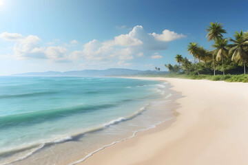Fototapeta premium Beach with clouds and palm trees