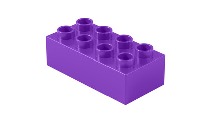 Grape Plastic bricks Block Isolated on a White Background. Children Toy Brick, Perspective View. Close Up View of a Game Block for Constructors. 3D illustration. 8K Ultra HD, 7680x4320, 300 dpi