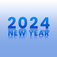 2024 blue design with reflection design text effect, 2024 reflection text blue