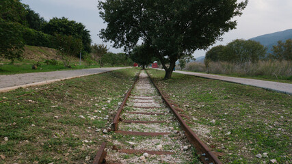 Abandoned railway with a pastoral view