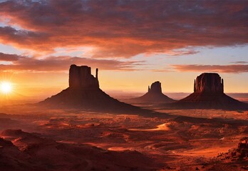 Pinnacle Perfection: Arizona's Monument Valley Sunrise.