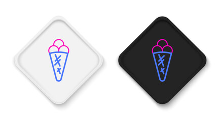 Line Ice cream in waffle cone icon isolated on white background. Sweet symbol. Colorful outline concept. Vector