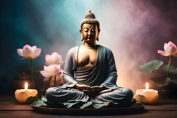 Tuinposter buddha statue in lotus position © arte ador