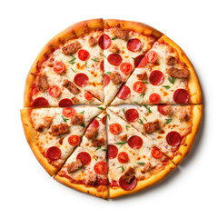 Slices of mozzarella pizza on white background