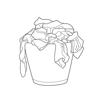 recommend clip art: outline art illustration of a laundry basket