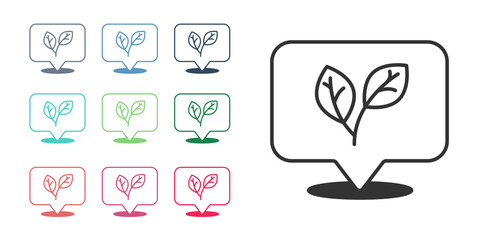 Black Leaf icon isolated on white background. Leaves sign. Fresh natural product symbol. Set icons colorful. Vector