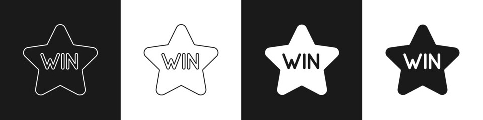 Set Casino win icon isolated on black and white background. Vector