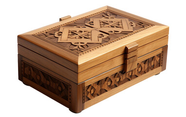 Hidden Compartment Wooden Puzzle Box on isolated background
