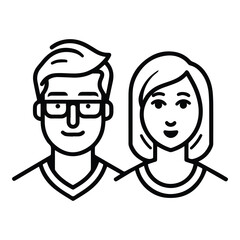Young Man And Woman Couple Flat Icon Isolated On White Background