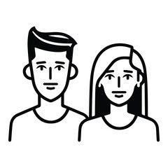 Young Man And Woman Couple Flat Icon Isolated On White Background