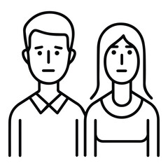 Young Man And Woman Couple Flat Icon Isolated On White Background