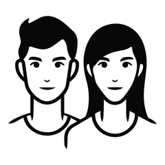 Young Man And Woman Couple Flat Icon Isolated On White Background