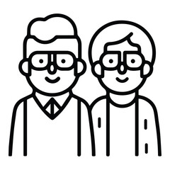 Old Man And Woman Couple Flat Icon Isolated On White Background