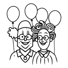 Clowns Couple Flat Icon Isolated On White Background