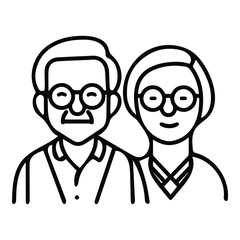 Old Man And Woman Couple Flat Icon Isolated On White Background