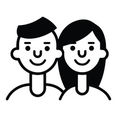 Young Man And Woman Couple Flat Icon Isolated On White Background