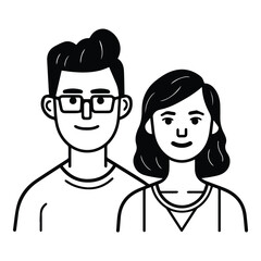 Young Man And Woman Couple Flat Icon Isolated On White Background