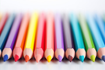 Colored pencils isolated on a white background. Studio shot.