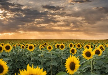 Obraz premium Sunflower Soiree: Kansas' Endless Golden Fields.