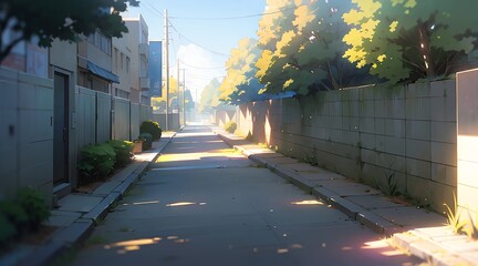 アニメ背景_街中の路地_09