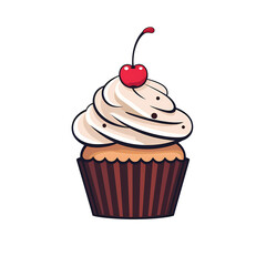 A Flat cupcake with a cherry inside