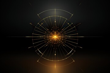 Obraz premium outline drawing wireframe Gold and green Abstract Geometry.