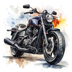 watercolor Motorcycle clipart, Generative Ai