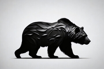 Silhouette of bear walking with 3d body texture - obrazy, fototapety, plakaty