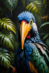 Fototapeta premium exotic bird in a jungle. generative ai