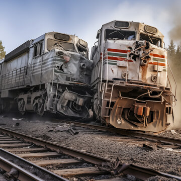 Train crash. Railroad transportation accident.