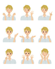 色々な表情をした女性のイラストセット8（仕草付き）
