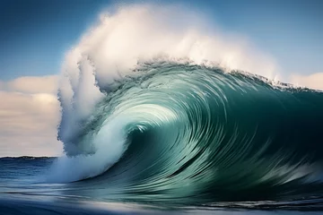Fotobehang A single wave is forming in the ocean © Muh