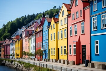Fototapeta na wymiar a row of colorful houses