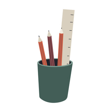Cup With Pencils And Ruler